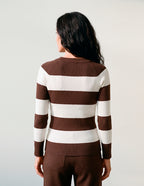 Blusa Tricô Duo Marrom / Off White
