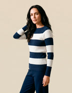 Blusa Gola Careca Duo Azul/off (tricô)