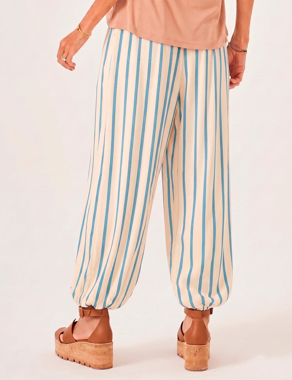 Calça Aladin Listras Azul Bebê