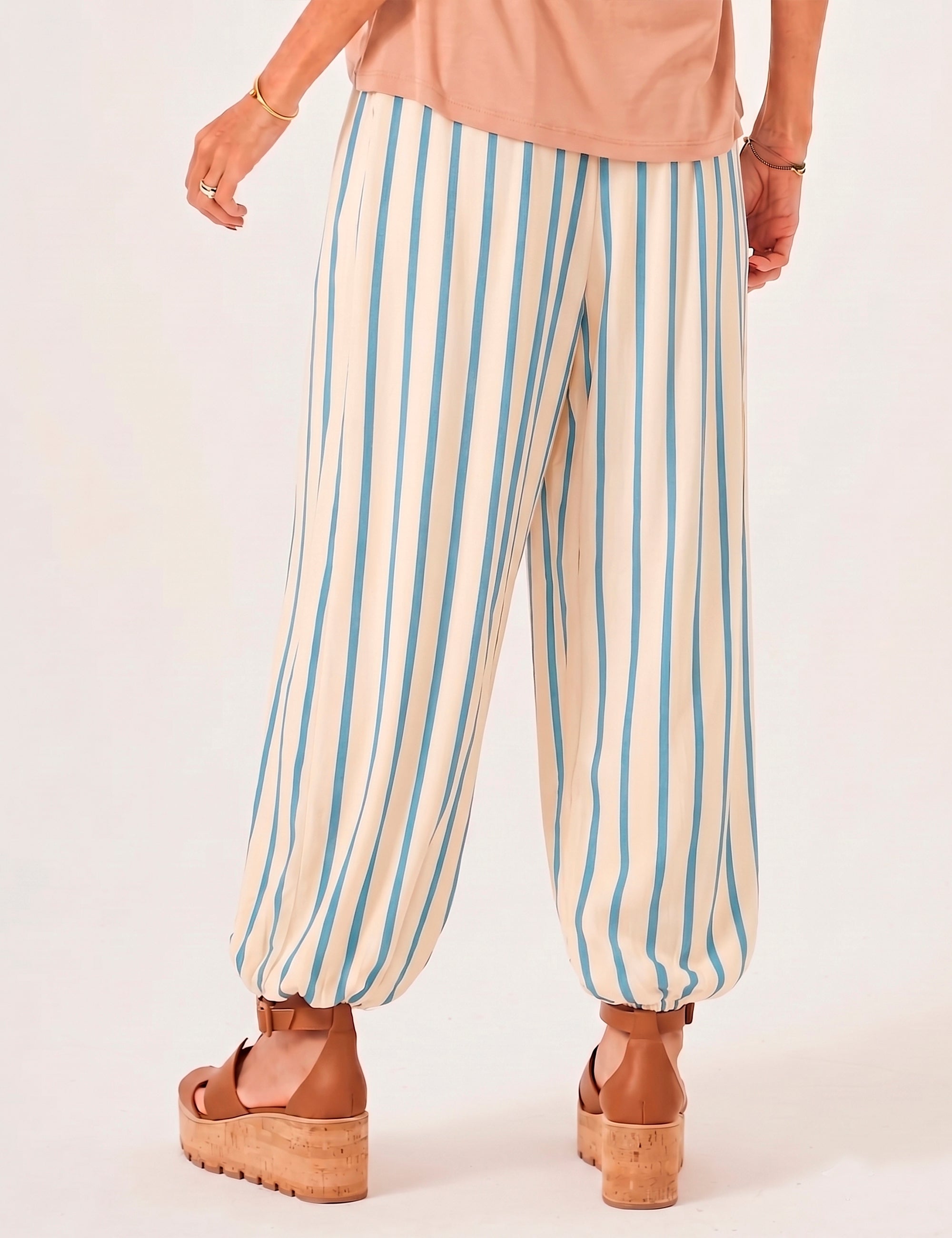 Calça Aladin Listras Azul Bebê