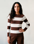 Blusa Tricô Duo Marrom / Off White