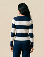 Blusa Gola Careca Duo Azul/off (tricô)