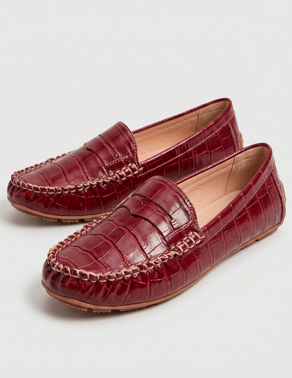 Mocassim Croco Bordô