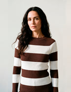 Blusa Tricô Duo Marrom / Off White