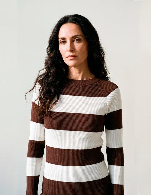 Blusa Tricô Duo Marrom / Off White