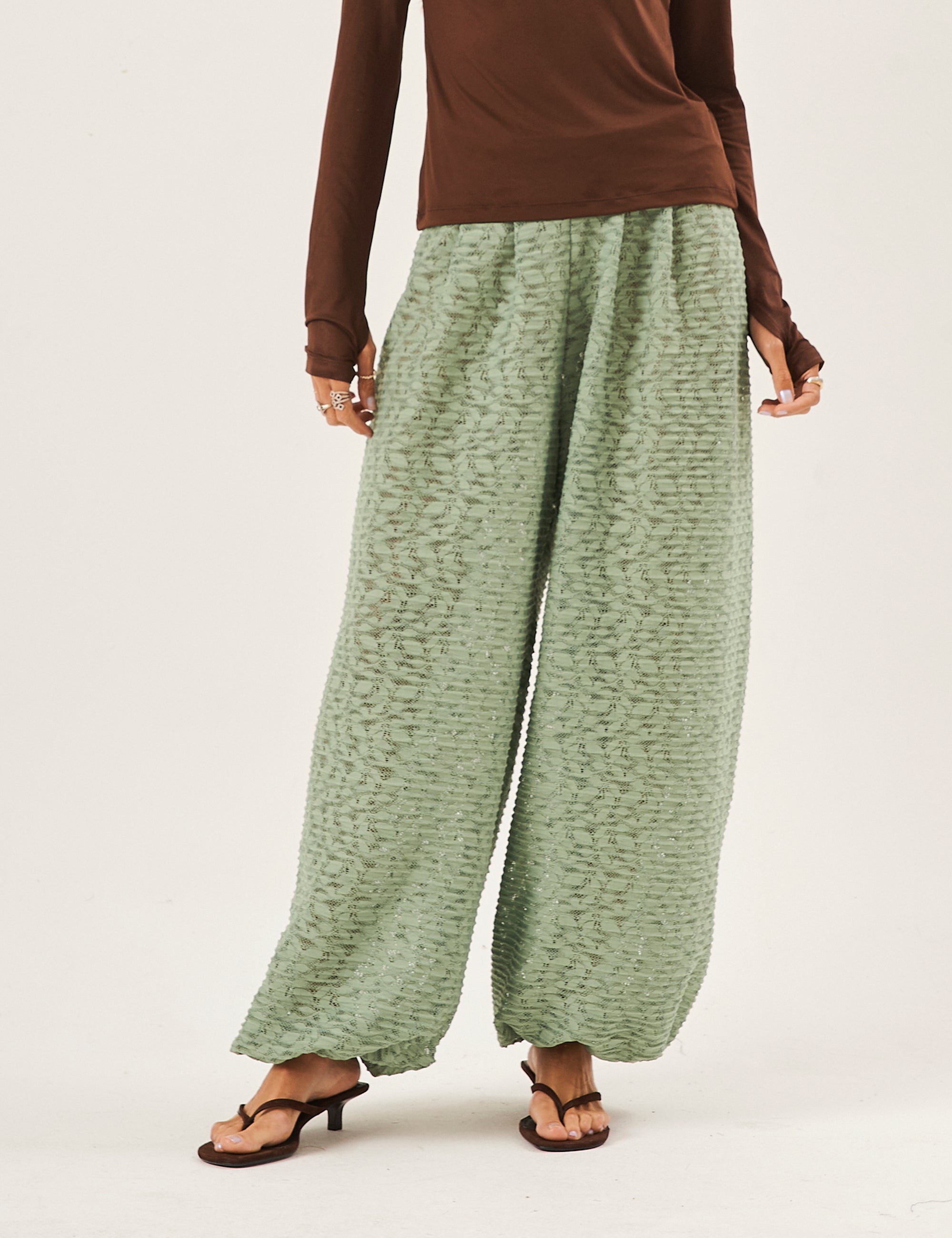 Calça Aladin Renda Verde Menta