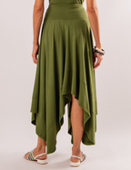Saia Midi Eloá Verde Militar