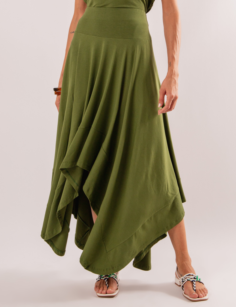 Saia Midi Eloá Verde Militar