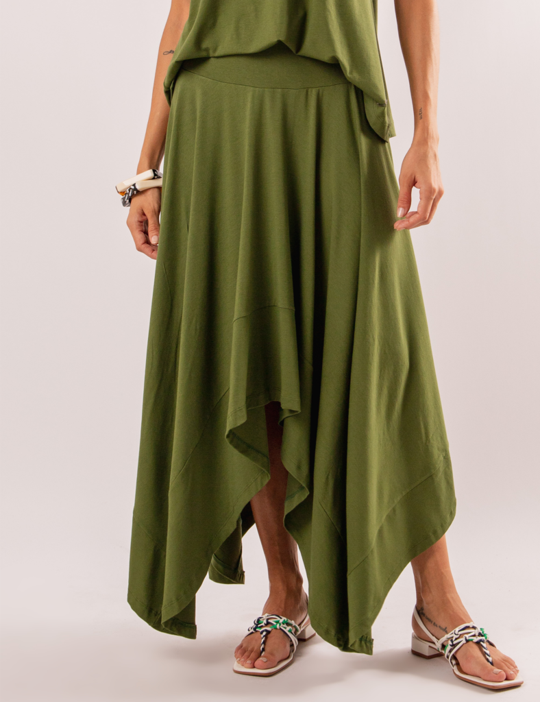 Saia Midi Eloá Verde Militar