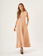 Vestido Pespontado Amelia Bege