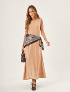 Vestido Pespontado Amelia Bege