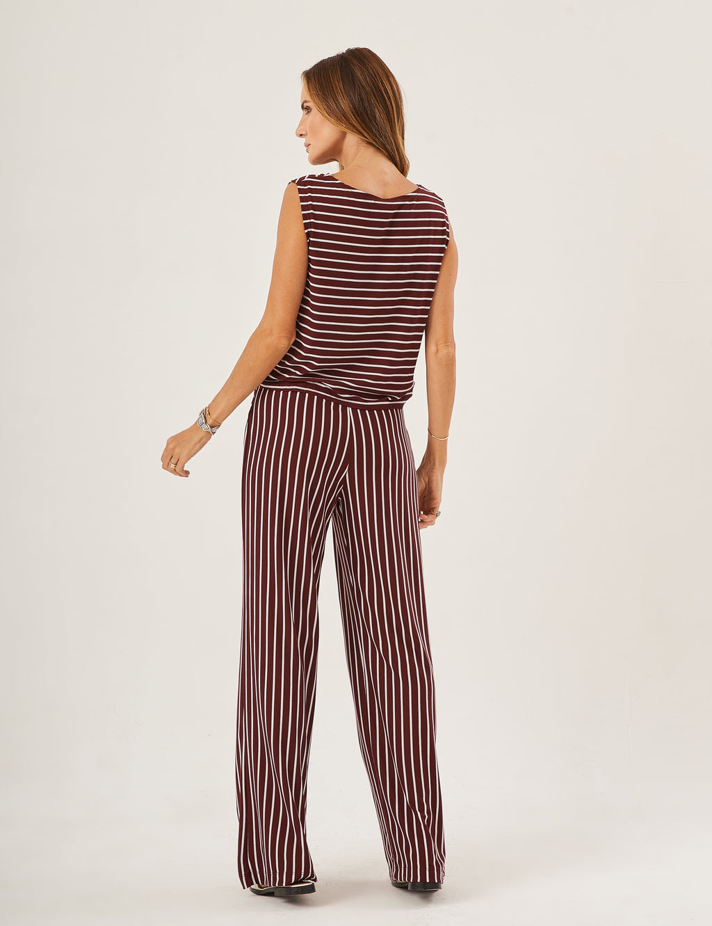 Conjunto Ella Listrado Bordô