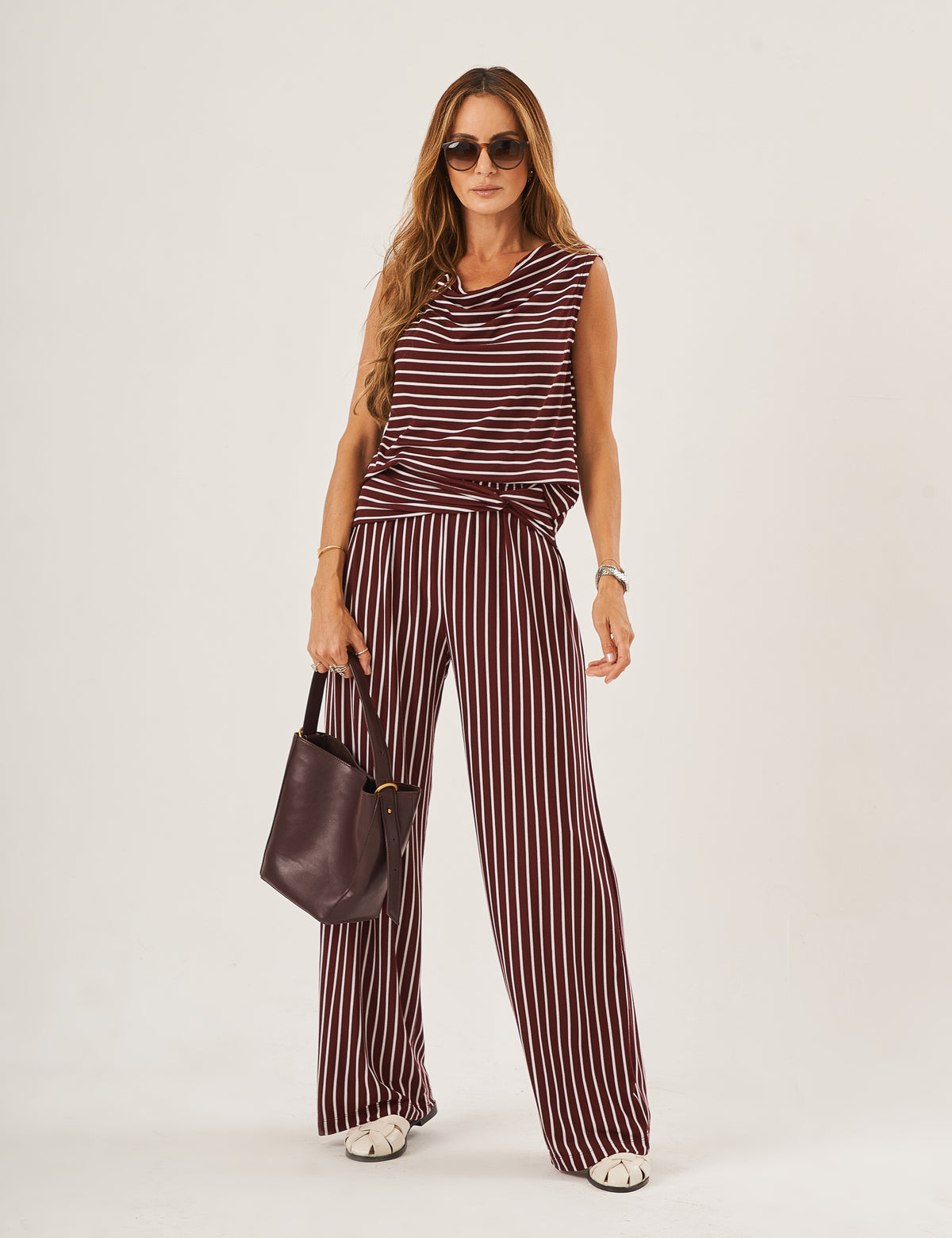 Conjunto Ella Listrado Bordô