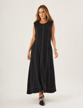 Vestido Pespontado Amelia Preto