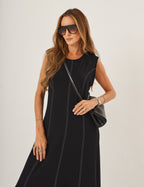 Vestido Pespontado Amelia Preto