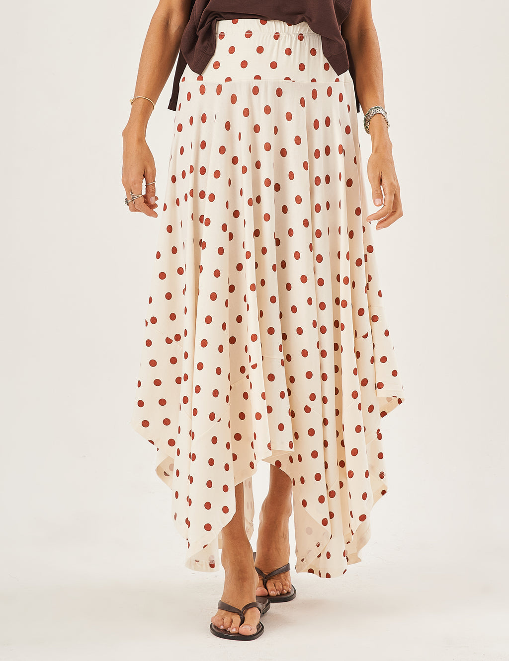 Saia Eloá Poá Off White com Telha Avermelhado