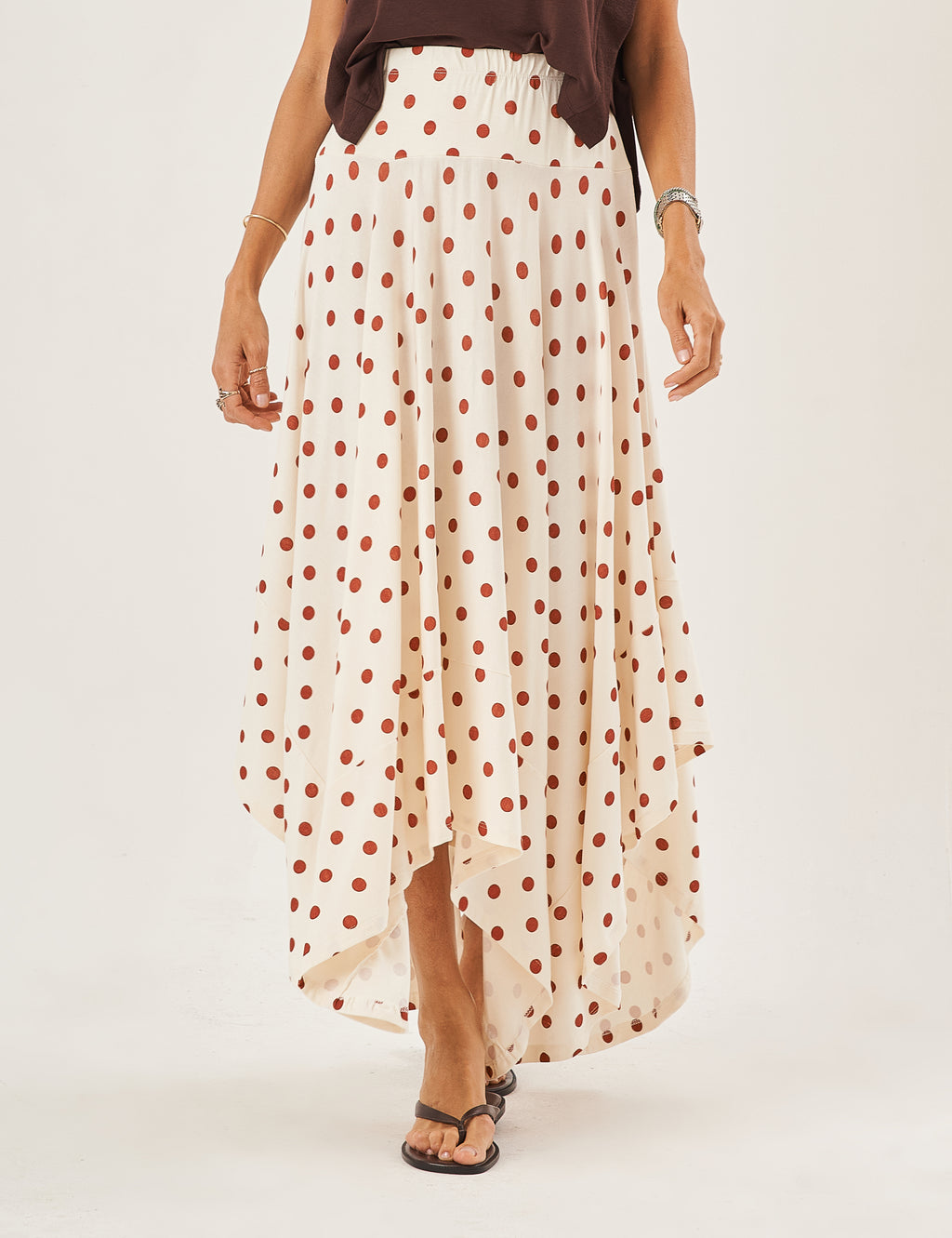 Saia Eloá Poá Off White com Telha Avermelhado