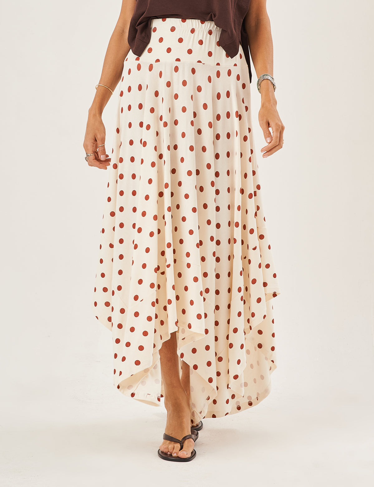 Saia Eloá Poá Off White com Telha Avermelhado