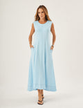 Vestido Pespontado Amelia Azul
