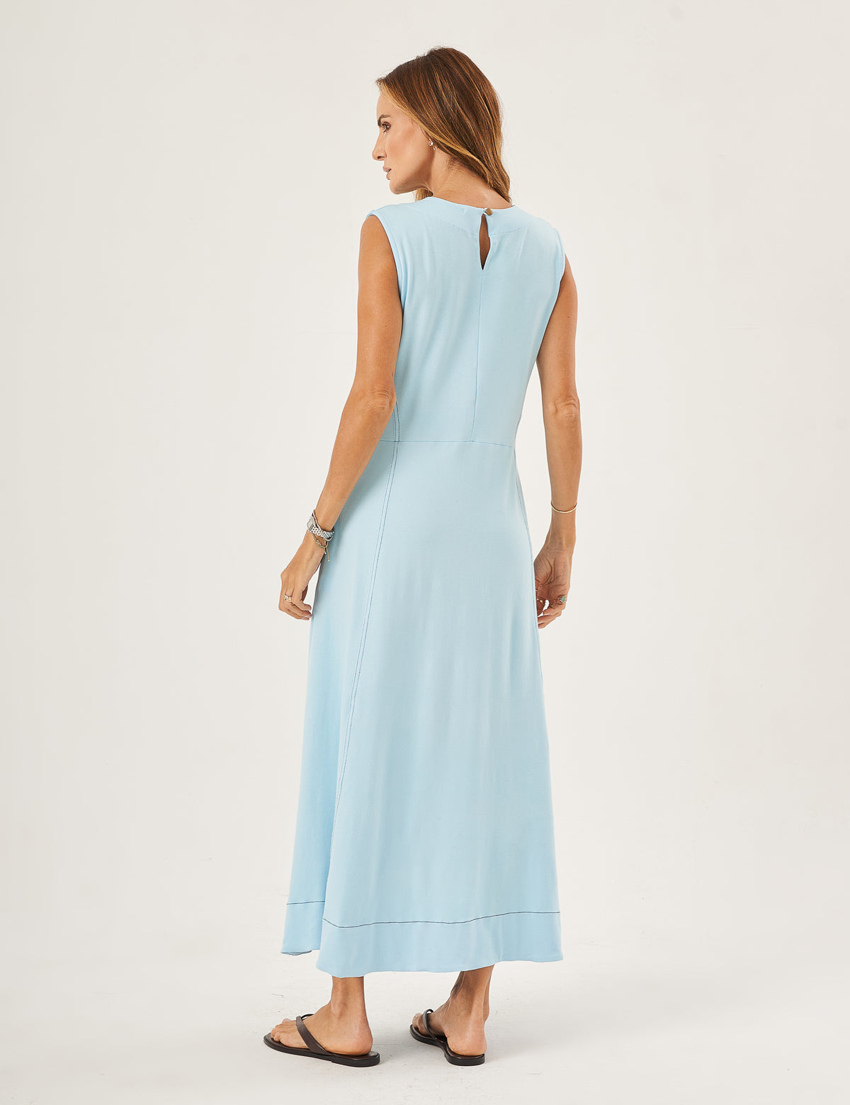 Vestido Pespontado Amelia Azul