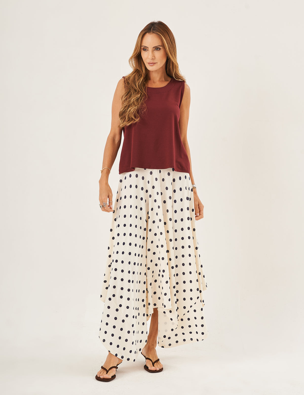 Conjunto Blusa Ayla Malbec e Saia Eloá Poá Marinho