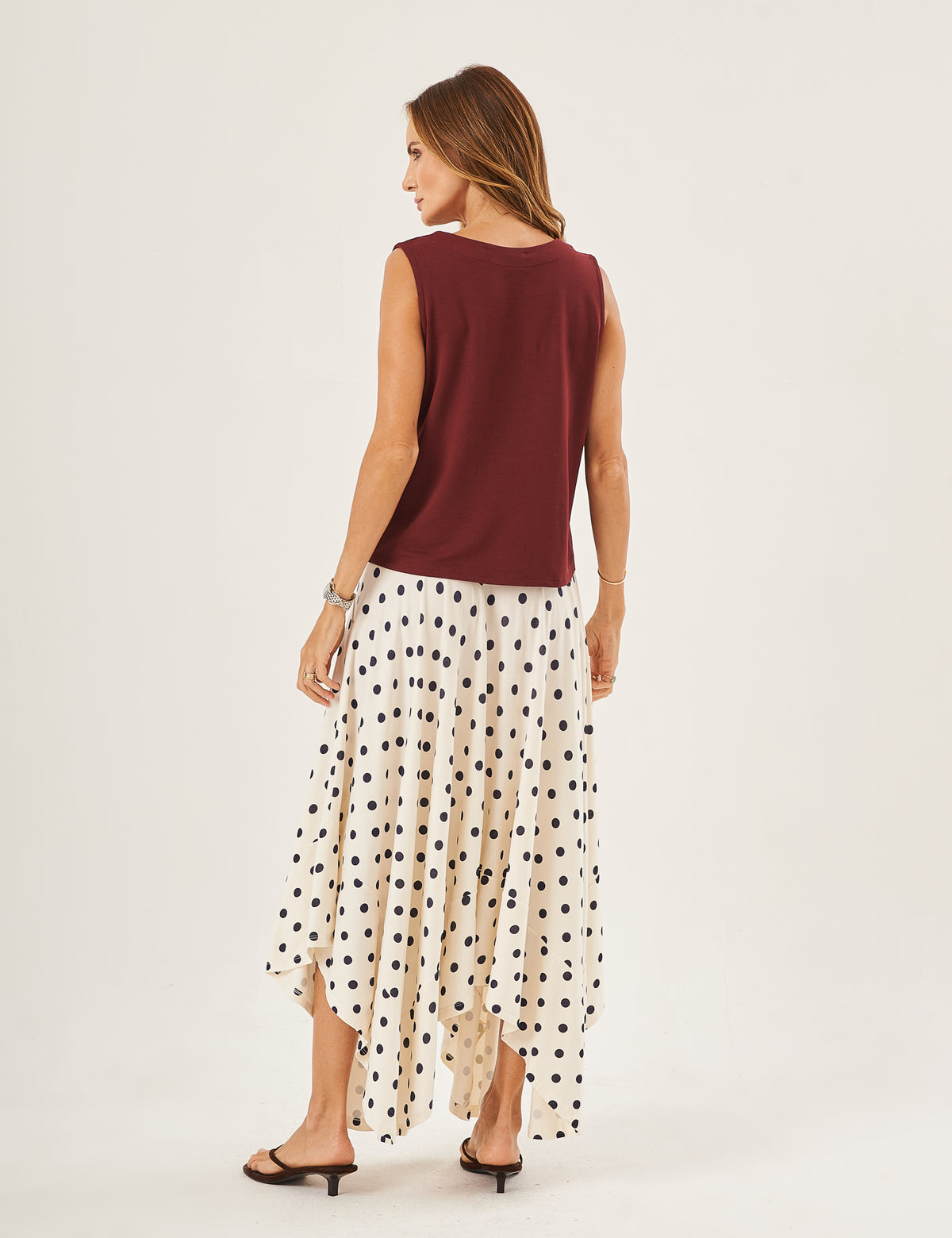 Conjunto Blusa Ayla Malbec e Saia Eloá Poá Marinho