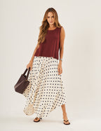 Conjunto Blusa Ayla Malbec e Saia Eloá Poá Marinho