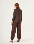 Conjunto Blusa Panamá Marrom com Calça Aladin Marrom