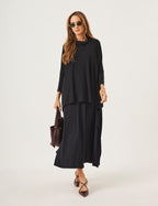 Conjunto Vestido Clara Preto e Blusa Gola Boba Preta