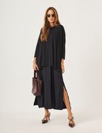 Conjunto Vestido Clara Preto e Blusa Gola Boba Preta