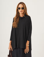 Conjunto Vestido Clara Preto e Blusa Gola Boba Preta