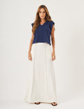 Conjunto Blusa Alessia Azul Marinho e Saia Melanie Off White