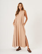 Vestido Clara Longo Bege