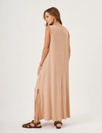Vestido Clara Longo Bege