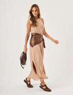 Vestido Clara Longo Bege