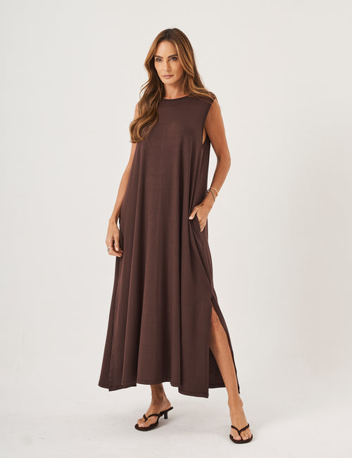 Vestido Longo Clara Marrom