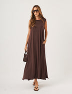 Vestido Longo Clara Marrom