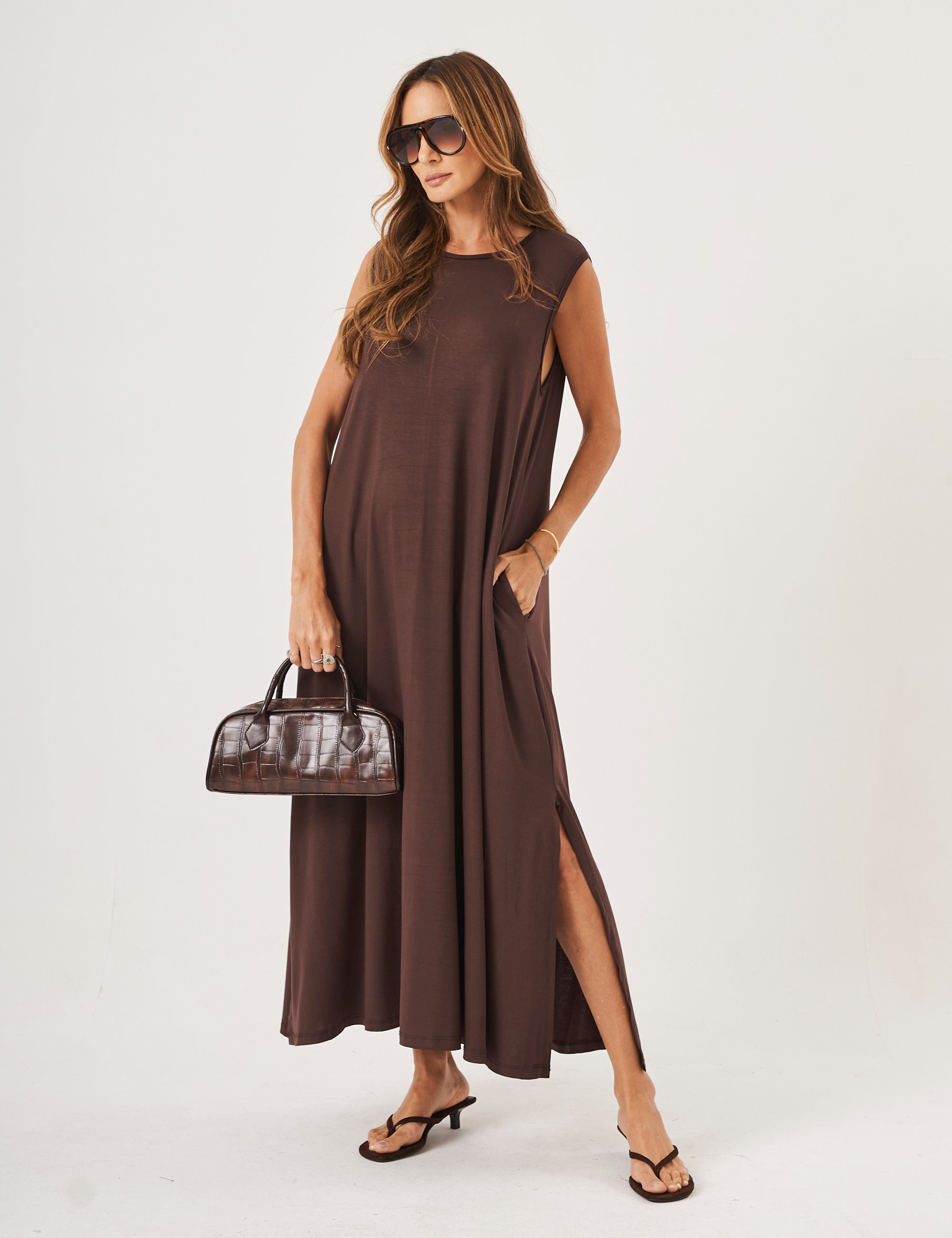 Vestido Longo Clara Marrom