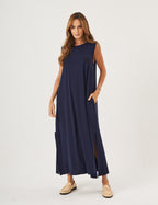 Vestido Longo Clara Azul Marinho