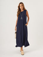 Vestido Longo Clara Azul Marinho