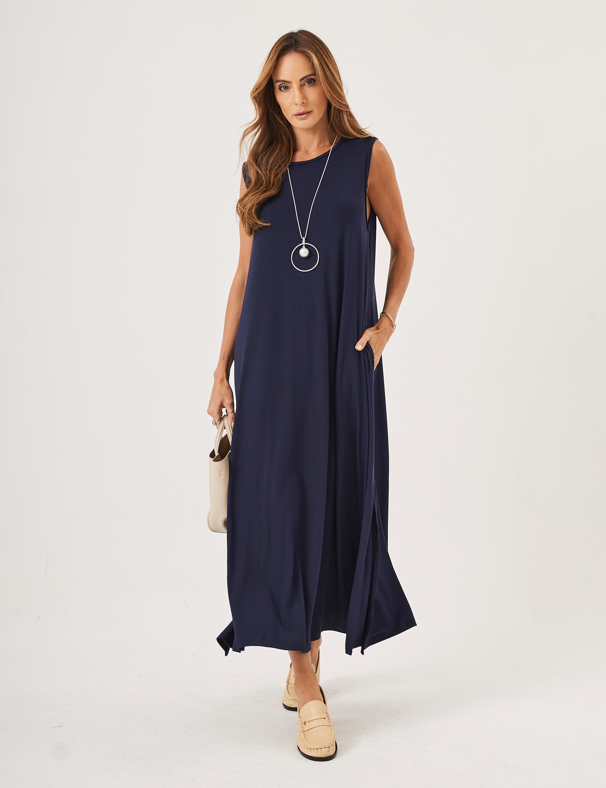 Vestido Longo Clara Azul Marinho