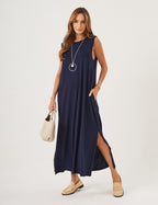 Vestido Longo Clara Azul Marinho