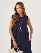 Vestido Longo Clara Azul Marinho