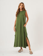 Vestido Longo Clara Verde Militar