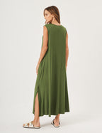 Vestido Longo Clara Verde Militar