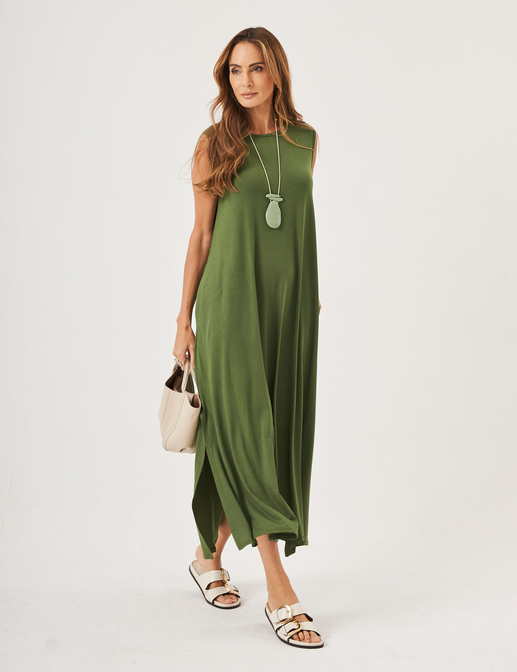 Vestido Longo Clara Verde Militar