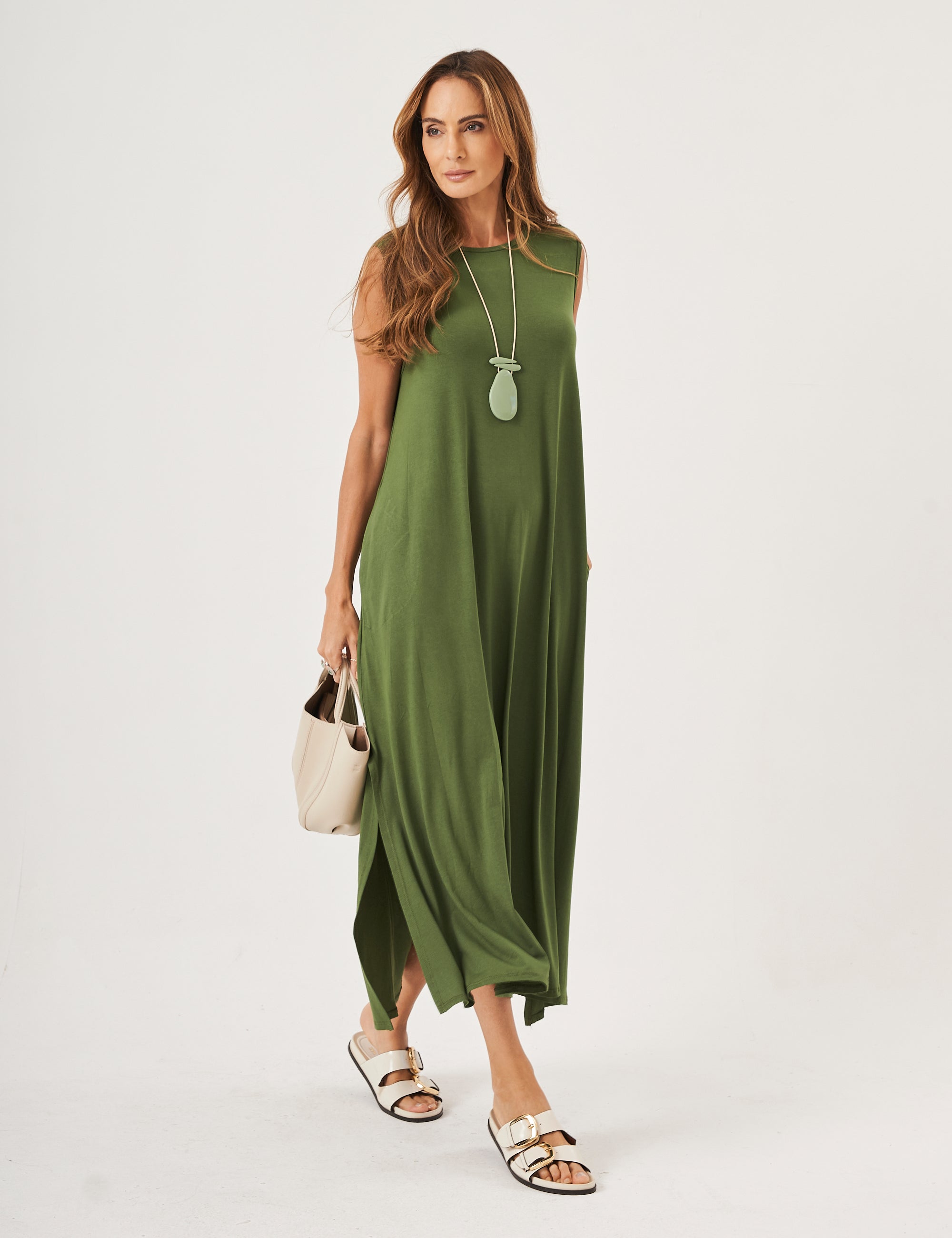 Vestido Longo Clara Verde Militar