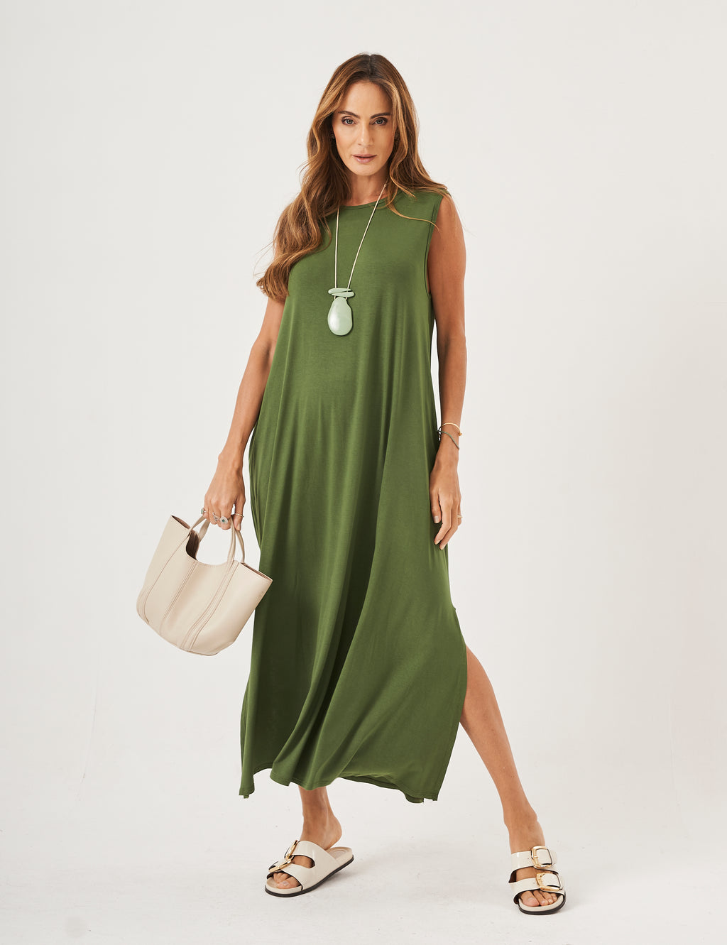 Vestido Longo Clara Verde Militar