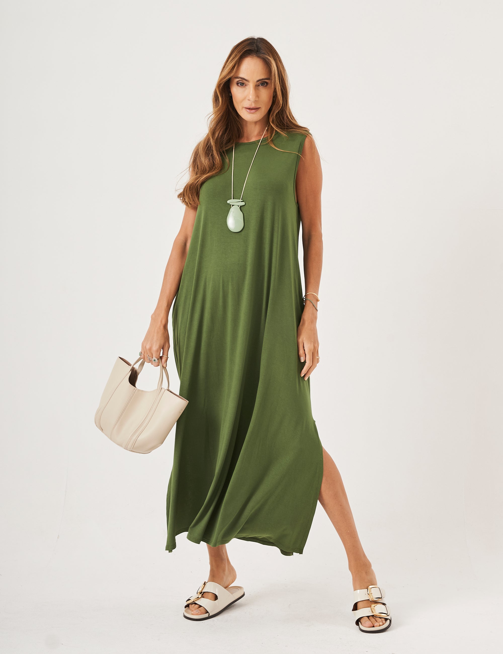 Vestido Longo Clara Verde Militar