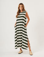 Vestido Clara Listrado Verde Militar